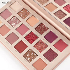 RoseLuxe Glam Nude Palette | 18 Matte, Shimmer & Sparkling Glitter Shades