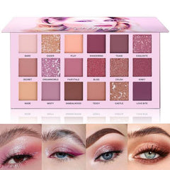 18 Colors Matte & Glitter Eyeshadow Palette | Long-Lasting Pigmented Eye Makeup Kit with Mirror – Party & Bridal Look