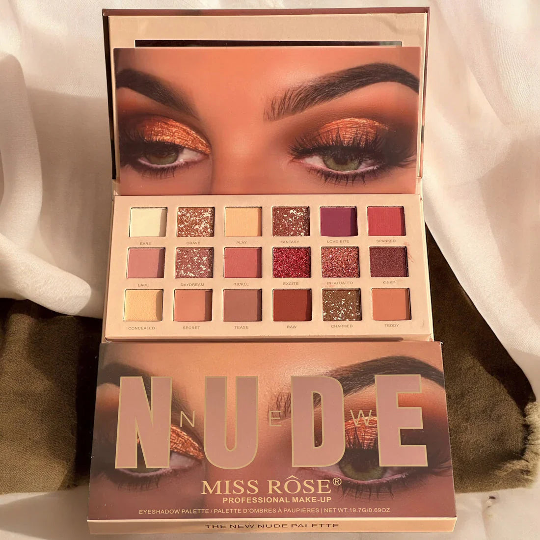 RoseLuxe Glam Nude Palette | 18 Matte, Shimmer & Sparkling Glitter Shades